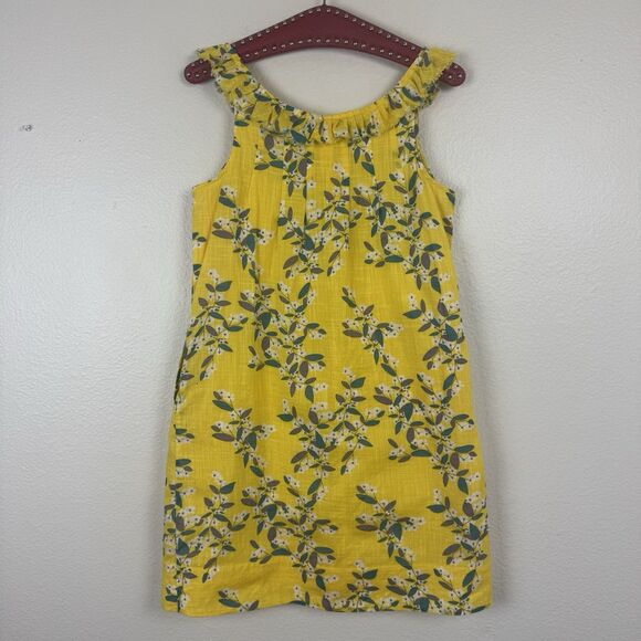 Old Navy Floral Sleeveless Ruffle Neck Cotton Mini Shift Dress Yellow Medium - Picture 1 of 16